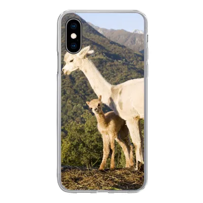 Produktbild von MuchoWow® Handyhülle Schutzhülle Hülle für iPhone X Alpakas - Berge - Natur Silikon Softcase Handy Hülle - Handyhülle