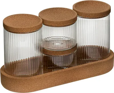 Produktbild von 4er-set organizer aus glas mit korkhalter - 5 five simply smart