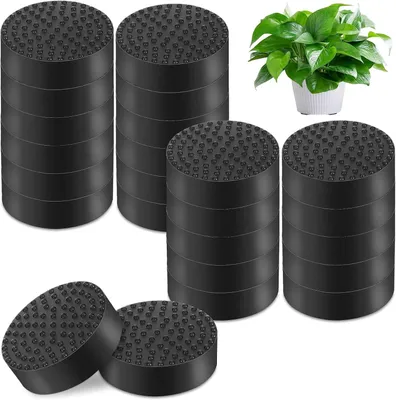 Productafbeelding van Set van 24 stuks onzichtbare bloempotvoetjes - Antislip rubberen voetjes - Voor binnen en buiten - Zwart