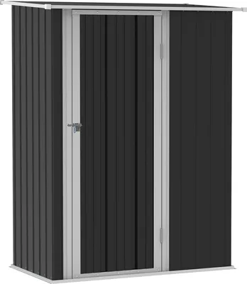 Produktbild von Gerätehaus Gartenhaus Geräteschuppen Mit Tür Outdoor Stahl Dunkelgrau 142 X 84 X 189 Cm