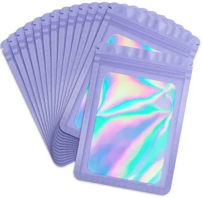 Productafbeelding van 100 Holografische Resealable Zakjes met Venster 16 x 24 cm