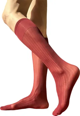 Produktbild von Herrensocken für den legeren Business-Look, breite, gestreifte Nylonstrümpfe bis zur mittleren Wade, formeller Anzug, durchsichtige dünne Socken aus Kunstseide