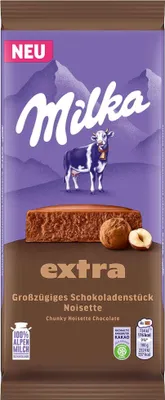 Milka EXTRA Noisette Schokoladentafel mit Haselnussmasse Packung 190g