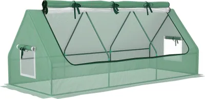 Image de Serre Véranda - Serre de jardin - 240×90×90 cm - Étanche - Fenêtre d'aération en filet - Vert