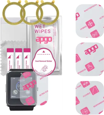 Produktbild von apgo 3 Stück Schutzglas, klar, kompatibel mit Manta MA429 Smartwatch, Hybrid 8H, Ersatz für Hartglas, Displayschutzglas, Bildschirmschutz, Displayschutz, kratzfest