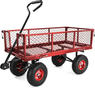 Imagen del producto de Silecomplaza: Carro de transporte, carro de mano, carro con cesta, laterales plegables, capacidad máxima de 300 kg, color rojo