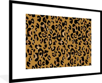 Produktbild von MuchoWow® Gerahmtes Poster Tiere - Pantherdruck - Muster 90x60 cm - Poster mit Schwarzem Bilderrahmen Wandposter Rahmen Foto Bilder - Wanddekoration - Fotos