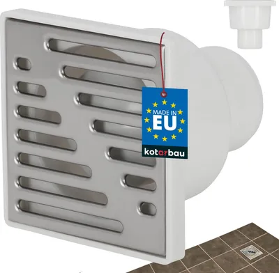 Obrázok produktu pre KOTARBAU® podlahový odtok 50 mm odtoková mriežka 100 x 100 mm štvorcový sprchový odtok z nerezovej ocele podlahový odtok biely