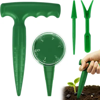 Produktbild von Gartengeräte Set 4-teilig, Pflanzwerkzeuge mit Messskala, für Gemüse und Blumen