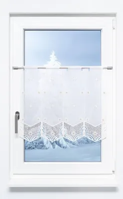 Produktbild von Scheibengardine Plauener Spitze - Schneeblumen  (Bx H) 256cm * 55cm gold/Gold-Weiß