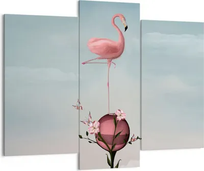 Produktbild von Bild auf Leinwand - Leinwandbild - Flamingo Blume Grafik Illustration - 130x100cm - Wand Bild - Wanddeko - Leinwanddruck - Bilder - Kunstdruck - Leinwand bilder - Wandkunst - CB130x100-3187