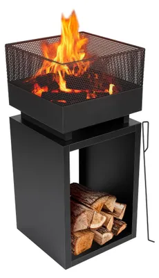 Image de Corbeille à feu Outdoor Cheminée de jardin avec pare-étincelles Cheminée de terrasse BBQ Foyer