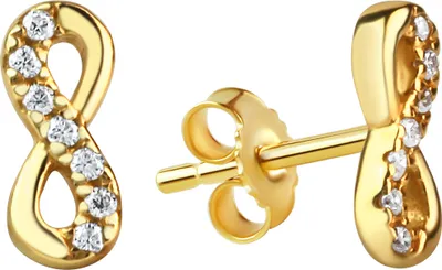Produktbild von V Ohrstecker 925/- Sterling Silber vergoldet Infinity Zirkonia