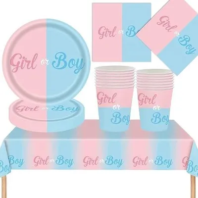 Zdjęcie produktu dla Zestaw zastawy stołowej baby shower ujawnienie płci dekoracja 30 szt