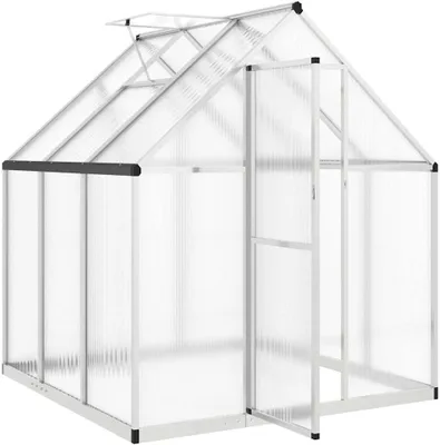 Produktbild von vidaXL Gewächshaus mit Fundamentrahmen Silbern 169x169x195 cm Alu
