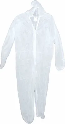 Produktbild von Einweg-Overall weiß mit Kapuze Gr.XXL Schutzanzug Schutzkleidung Arbeitsoverall