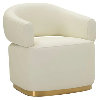 Image de Fauteuil en simili cuir blanc avec détails dorés CM 80X84X80