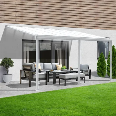 Produktbild von HOME DELUXE - Terrassenüberdachung SOLIS - Weiß - B/T/H: 495 x 303 x 226/278 cm - inkl. Hohlkammerplatten, Montagematererial I Carport Pavillion Pergola