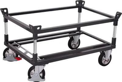 Produktbild von VARIOfit Palettenfahrgestell Elastikvollgummibereifung für Gitterboxen/Europaletten mit 2 Winkelrahmen 1210x810mm Anthrazitgrau RAL 7016