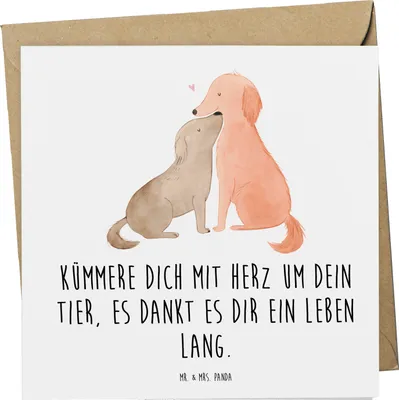 Produktbild von Mr. & Mrs. Panda Klappkarte Haustiere pflegen - Weiß - Geschenk, Glückwunschkarte, Pflegeprodukte, Tierliebe, Trost, Tierfreunde, Grußkarte, Vertrauem, anlasskarte