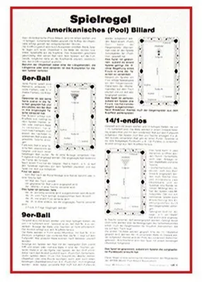 Image de Règle du jeu Pool sur carton avec suspension