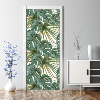 Produktbild von Dekorative selbstklebend Klebefolie Türtapete Türaufkleber Aufkleber Exotische Blätter 77 x 200 cm