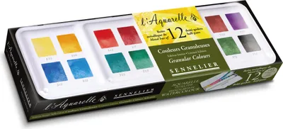 Produktbild von Sennelier Aquarellfarben - Granulierende Farben 12 halbe Näpfchen N131613.01