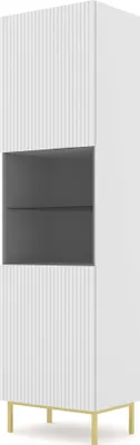 Image de FURNLUX Vitrine Ravenna B Blanc Et Or 60cm / Couleur principale : Blanc / Dimensions : 60 x 217 x 42 cm