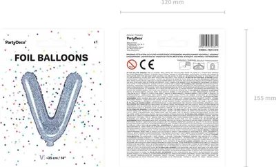 Produktbild von Folienballon Buchstabe „V“, 35cm, holografisch