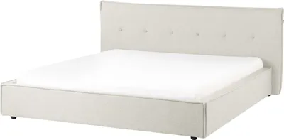 Obrázek produktu pro BELIANI Postel krémově bílá lněná čalouněná 180 x 200 cm s čelem s roštem postelový rám ložnice
