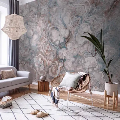 Produktbild von Vlies Fototapete - Marble Flowers - Natural Stone Structures in Pastel Colours 200x140 cm Muster f-B-10094-a-a