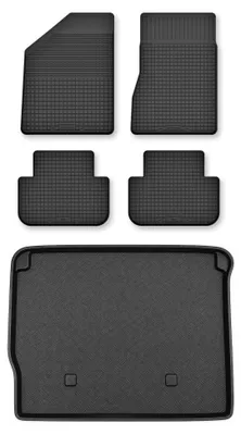 Zdjęcie produktu dla Dywaniki gumowe + mata bagażnika do Renault Scenic II 2003-2009 (standardowy bagażnik) – czarne, dobierane – Wielganizator Semi-Universal