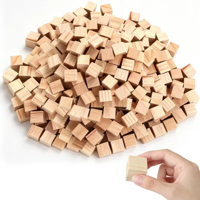 Imagen del producto de Cubos de madera de 20 x 20 x 20 mm, 130 unidades, material natural, para construcción creativa