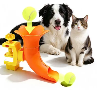Produktbild von Interaktives Hundespielzeug, Tennisball-Spiel für Hunde, Beschäftigungsspielzeug und Trainingshilfe, orange, für aktive Spielzeiten