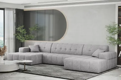 Produktbild von Wohnlandschaft Sofa U-Form NANCY in Stoff Perfekt Harmony Hellgrau