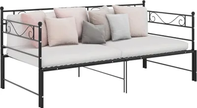 Produktbild von vidaXL Rozkladacia posteľ čierna kovová 90x200 cm