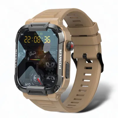 Produktbild von 1.85'inch Robuste Smartwatch ip68 Wasserdicht Bluetooth Sprechende Smartwatch (Erdgelb)