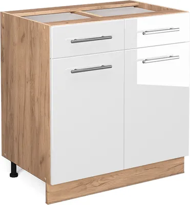 Produktbild von Küchenunterschrank Vicco Fame-Line Weiß Hochglanz 80 cm ohne Arbeitsplatte, Model 38347