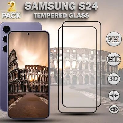 Obrázok produktu pre 2-balenie Samsung S24 Ochranné sklo na displej - Tvrdené sklo 9H - Super kvalita 3D