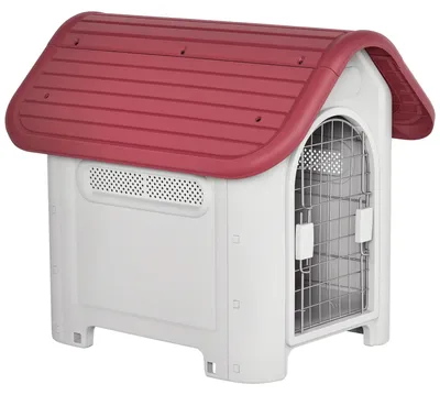 Image de Abri pour chien - Pour l'extérieur - Avec trappe de toit - En métal et en plastique - Pour petits chiens