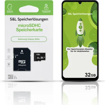 Produktbild von microSD Speicherkarte S&L für Samsung Galaxy A05s - Speicherkapazität: 32 GB