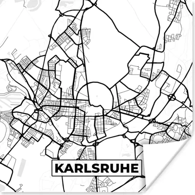 Produktbild von MuchoWow® Poster Karte - Karlsruhe - Karte - Stadtplan 100x100 cm - Babyzimmer