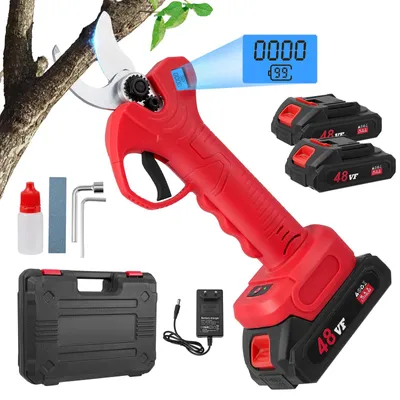 Image de Sécateur électrique - Sécateur à batterie - Capacité de coupe maximale : 30 mm - Moteur sans balais - Écran LCD - 2 batteries de 2000 mAh - Fonction de coupe réglable - Rouge