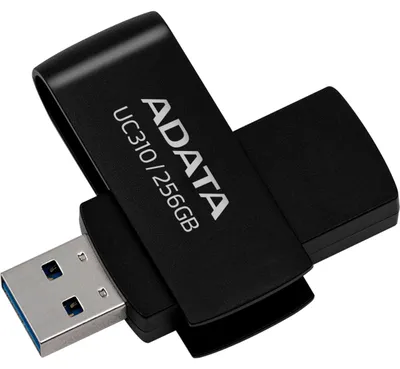 Produktbild von ADATA UC310, 256 GB, USB Typ-A, 3.2 Gen 1 (3.1 Gen 1), 100 MB/s, Drehring, Schwarz