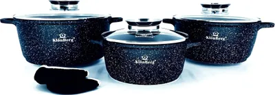 Produktbild von Topf-Set 6tlg. Wunderschöne Töpfe mit Steinbeschichtung in 3 verschiedenen Größen, 2.4L / 4.3L / 6.1L, perfekte Geschenkidee