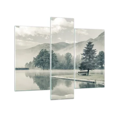 Produktbild von Bilder auf glas - 3 Teile - Cool Landschaft Berge - 95x80cm - Glasbilder - Wandbilder - Bilder - zum Aufhängen bereit - Wanddekoration aus Glas - Glas Bilder - Wandbild auf Glas - GCB95x80-4611