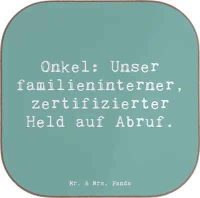 Produktbild von Mr. & Mrs. Panda Untersetzer für Gläser Spruch Onkel-Held - Meeresbrise - Geschenk, gläseruntersetzer, unterleger, Lächeln, Ersatzvater, bieruntersetzer, Familie, Coaster