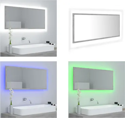 Produktbild von vidaXL LED Badspiegel Betongrau 100x8,5x37 cm Acryl - Spiegel - Badspiegel - Badezimmerspiegel - Badezimmer Spiegel