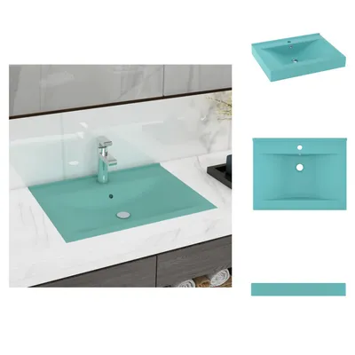 Immagine prodotto di vidaXL Lavabo con foro per rubinetto verde chiaro opaco 60x46 cm in ceramica - Lavabo da bagno