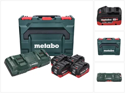 Zdjęcie produktu dla Zestaw podstawowy Metabo 4x akumulator Li-Power 18 V 10,0 Ah CAS Li-Ion ( 685143590 ) + podwójna ładowarka DUO ASC 145 + metaBOX